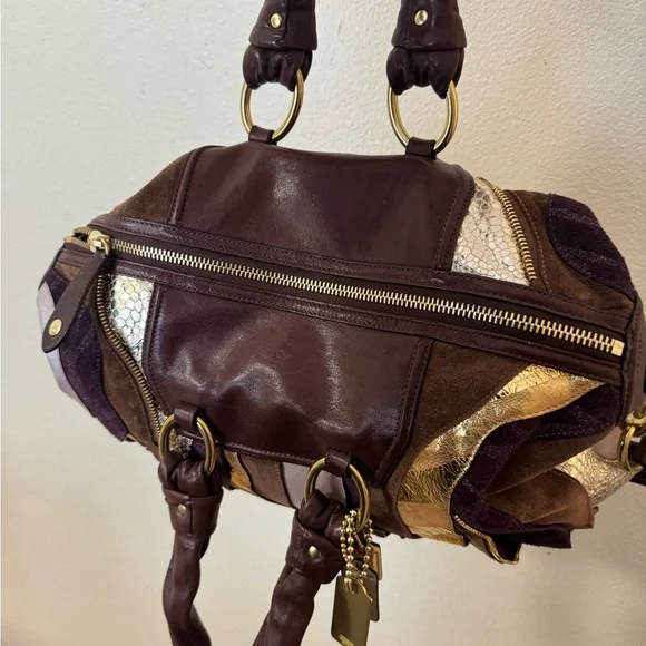 SOLD 🚫 Vintage Coach Limited Edition Metallic Leather Large Sabrina y2k RARE - Picture 8 of 9